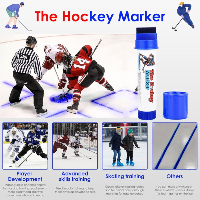 BiKontrun The Hockey Marker, Hockey Pucks Marking in Ice Hockey Training, Ice Hockey Accessories for Hockey Coach, Waterproof Oily Ice Markers for Hockey Rink, Good Helper for Ice Hockey Practice - Image 2